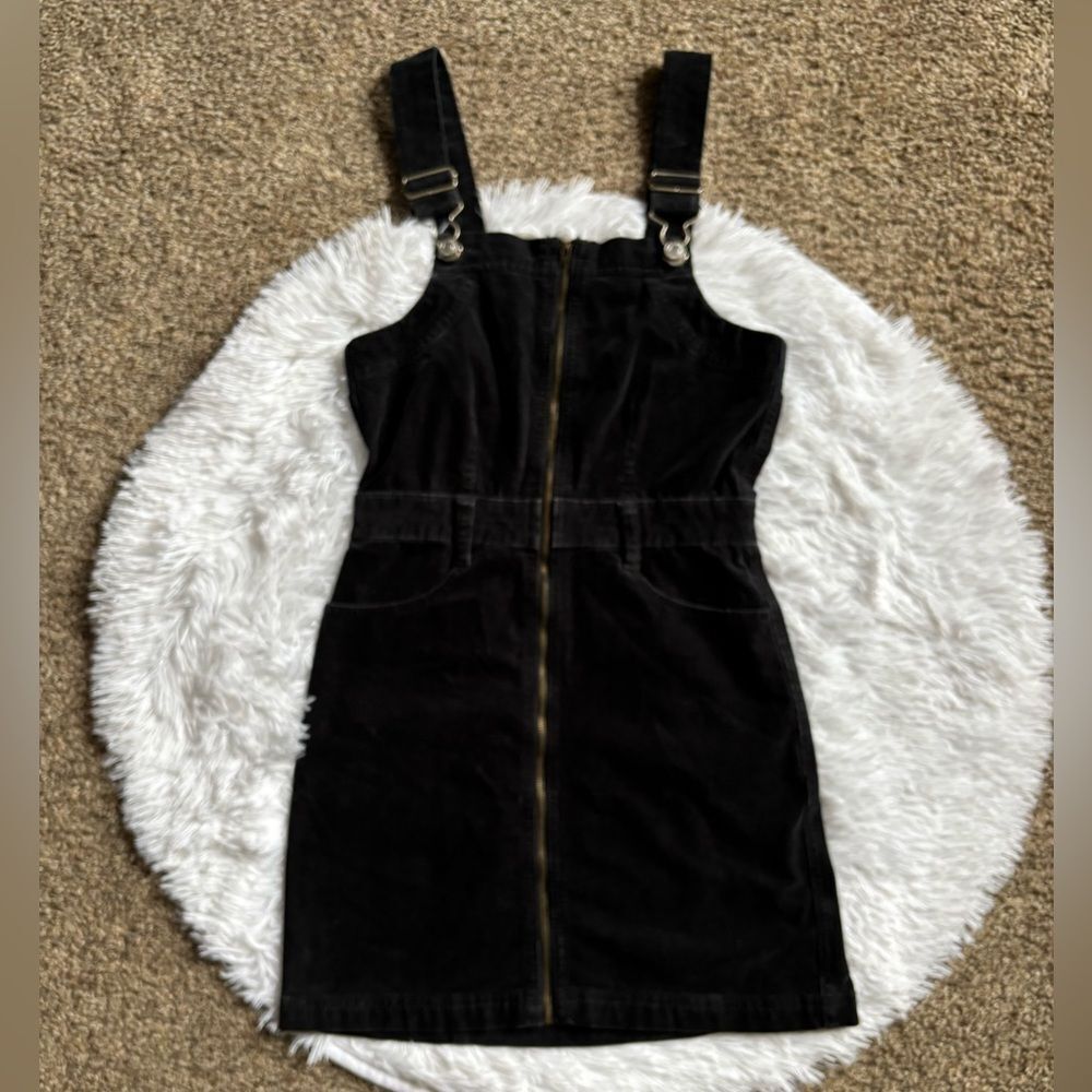American Eagle Bib Overall Dress Zip Front‎ Black Womens Size 2
